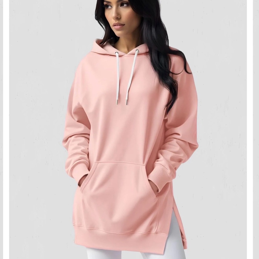Warmy Oversized Pink Women's Hoodie Dress